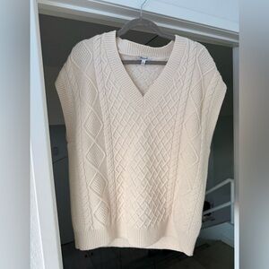 Oversized Madewell Cream Cable Knit Sweater Vest